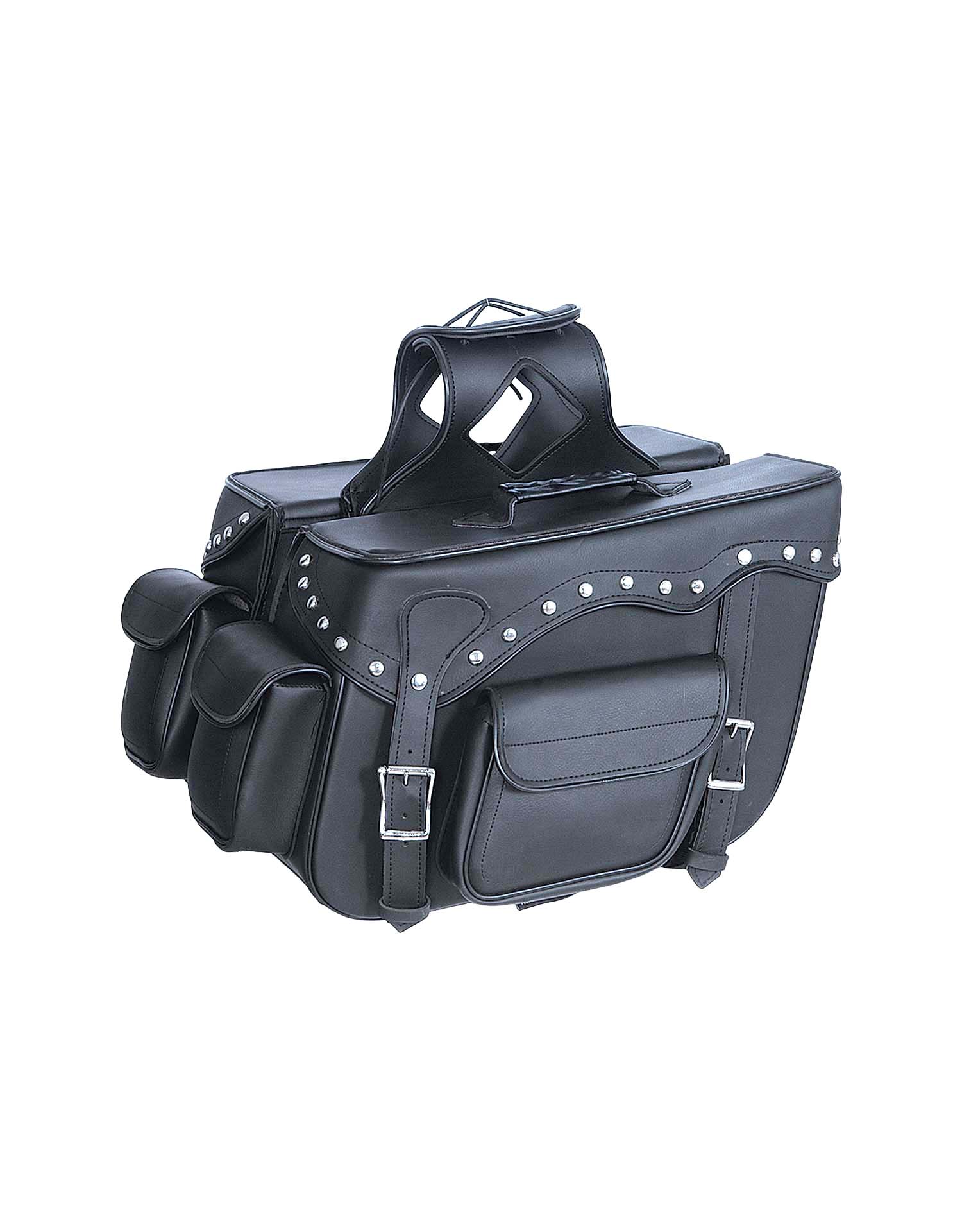 PVC Saddle Bag with Studs & 2 Pockets, 16â€ x 10â€ x 6â€