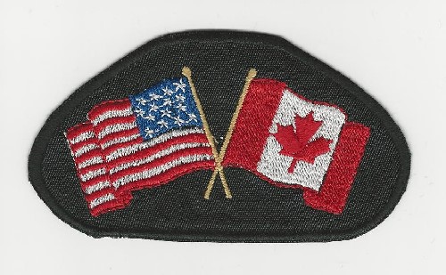 American & Canadian Flags 4" Semi-Oval patch