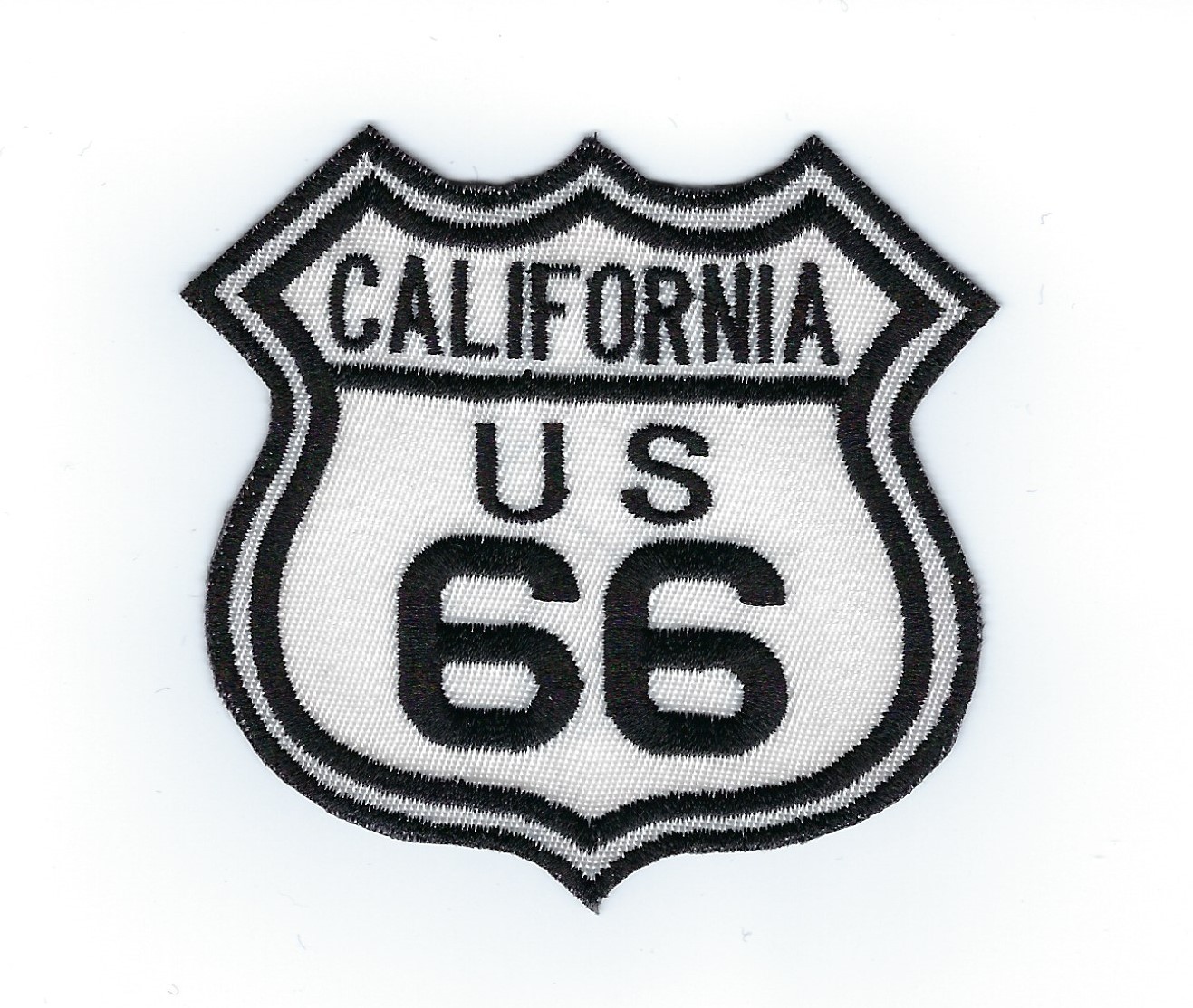 Route 66 California US patch, black & white street sign design, 3" x 2.8"