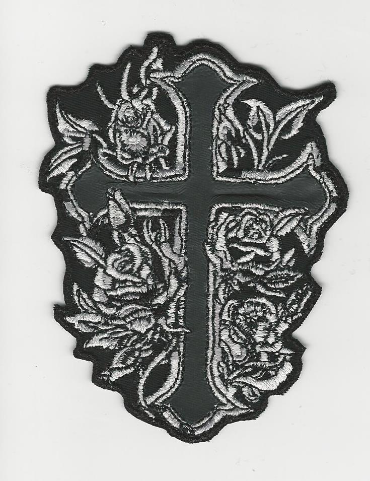 4' Rose Cross with Black Reflective material inside the cross
