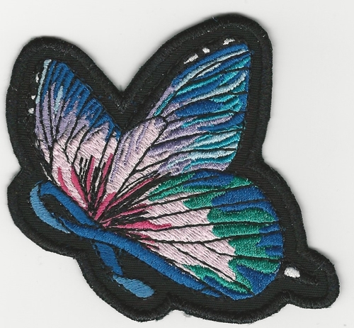 Blue Support Ribbon with Rainbow Butterfly Wings