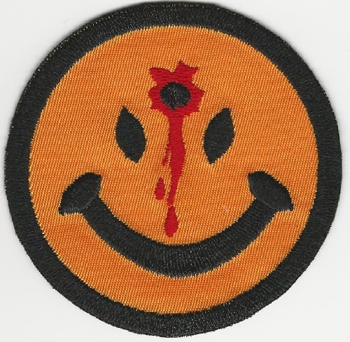 2.5" Happy face patch with bullet in forehead patch