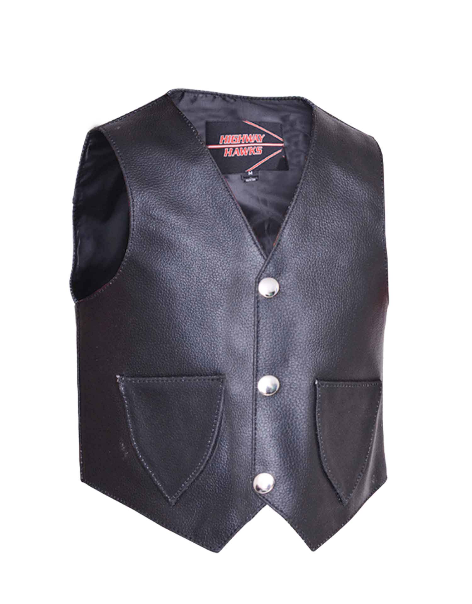 Toddler's Solid Side Black Leather Vest (Size: X-Small)