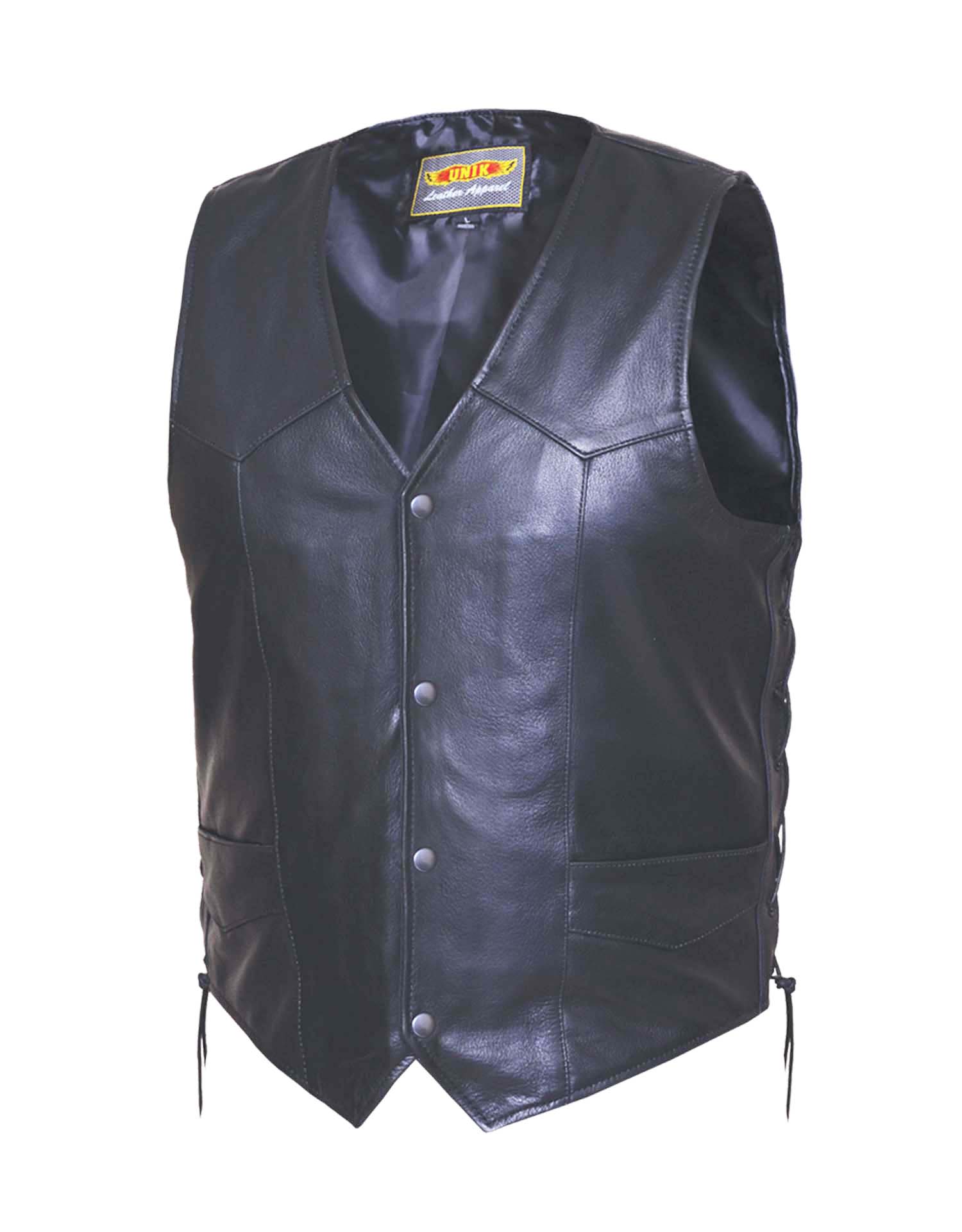 Mens Premium Traditional Leather Vest w/Lace Sides (Size: Small)