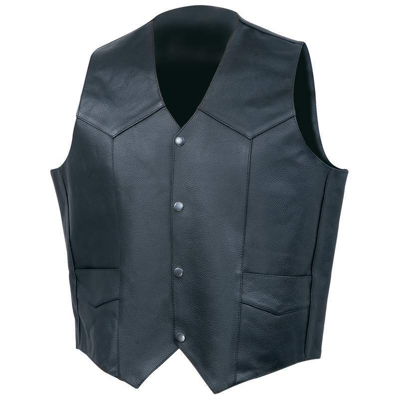 Mens Premium Buffalo Leather Vest, Solid Side (Size: Small)