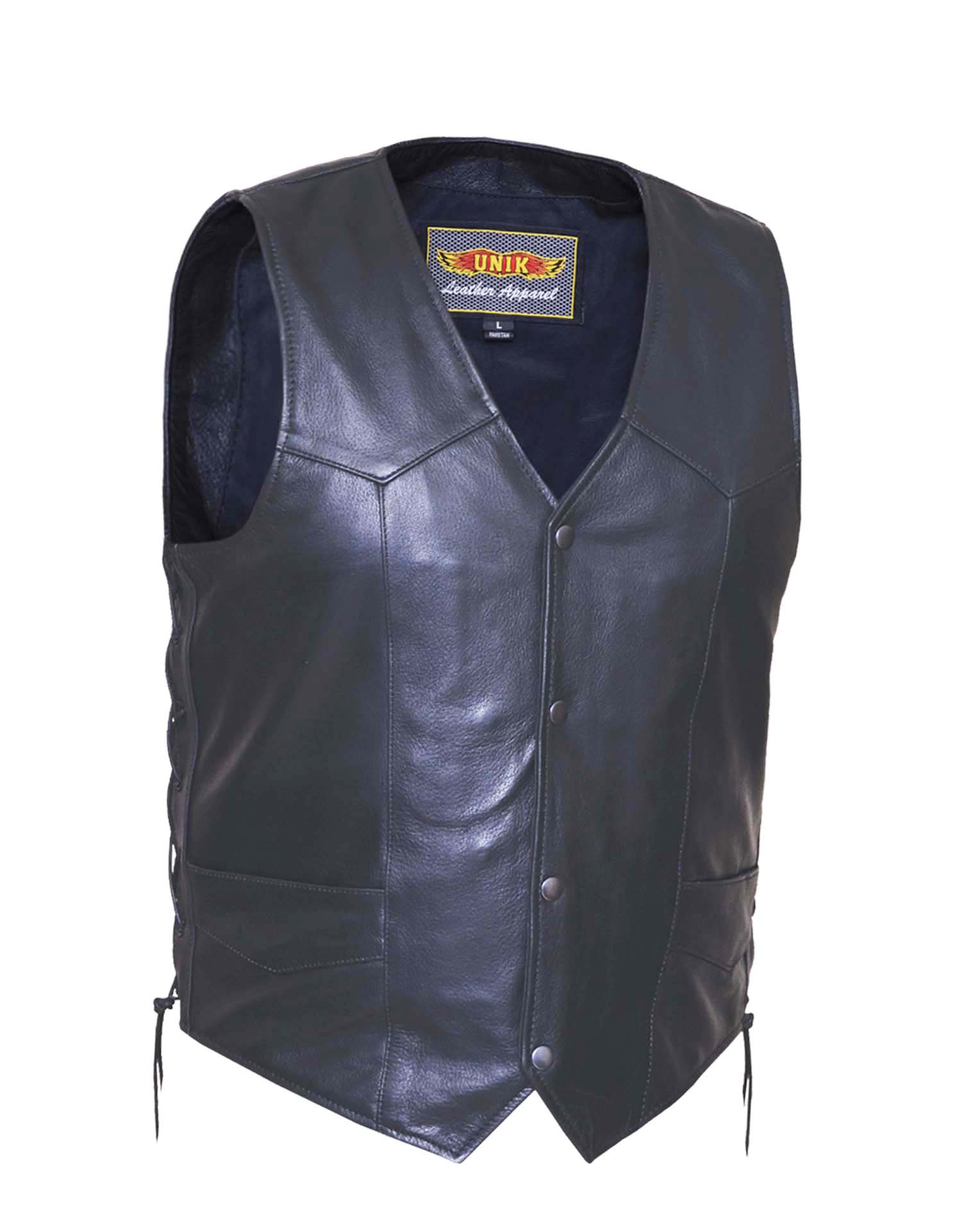 Mens Premium Buffalo Leather Vest w/Side Laces (Size: Small)