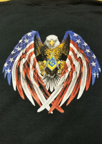 Masonic Swooping Eagle & Flag w/Square & Compass T-Shirt (Size: Large)