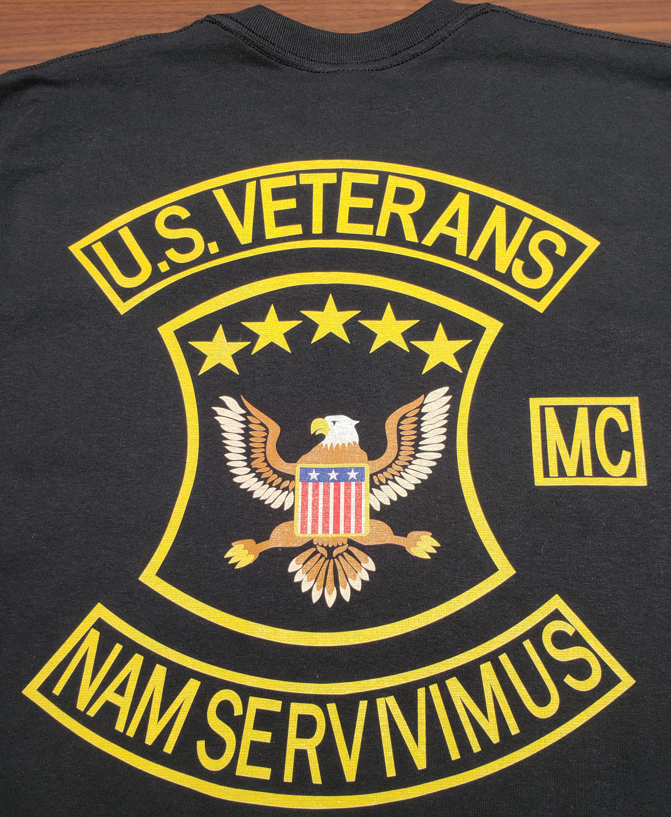 US Veterans MC Short Sleeve Reflective T-Shirt (Size: 5X-Large, Color: Black, USVMC Lower Rocker Options: Marines)