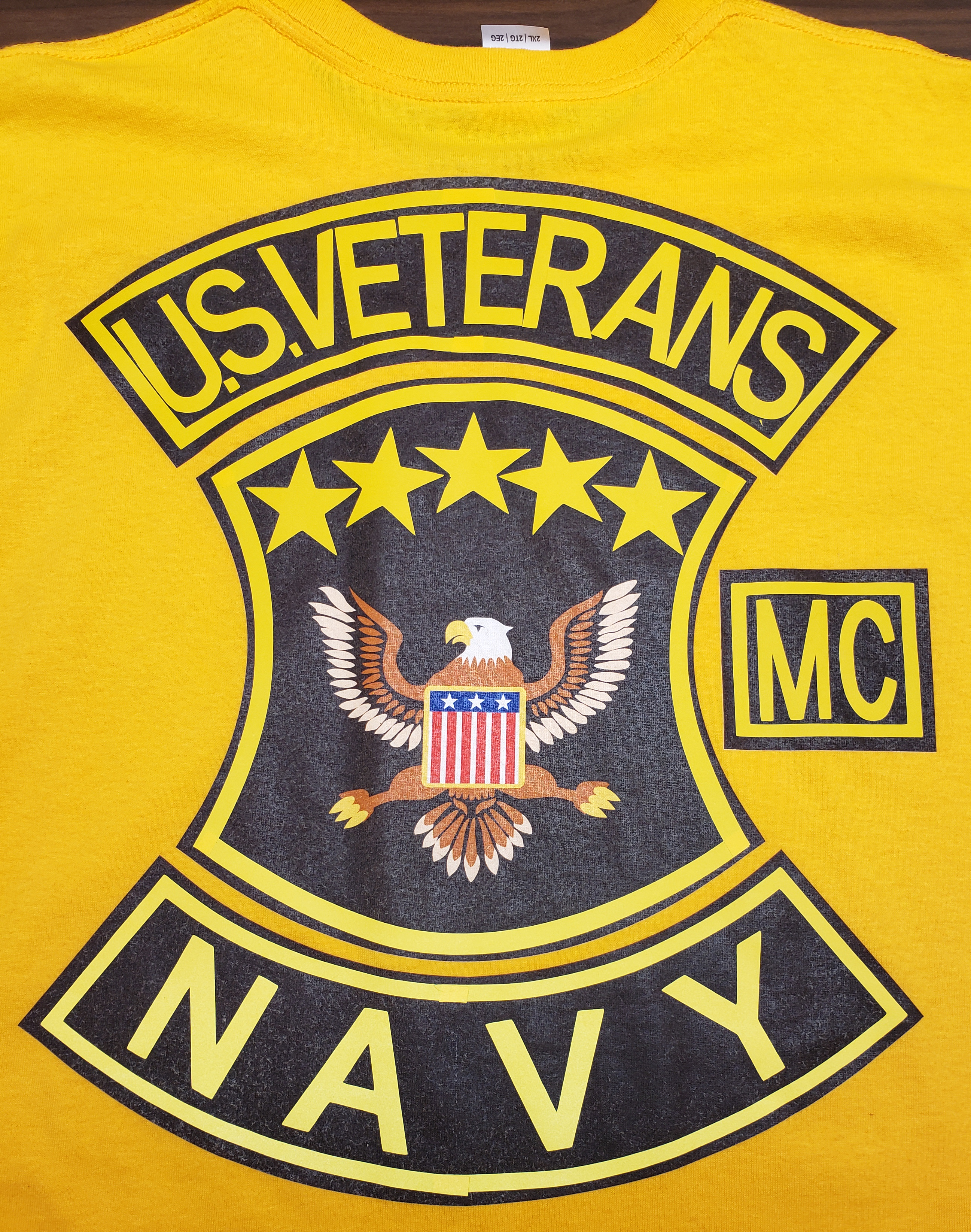 US Veterans MC Short Sleeve Printed T-Shirts (Size: X-Large, Color: Gold, USVMC Lower Rocker Options: Nam Servivimus)