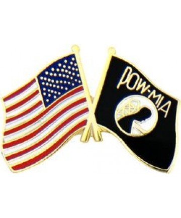US & POW/MIA Crossed Flags pin