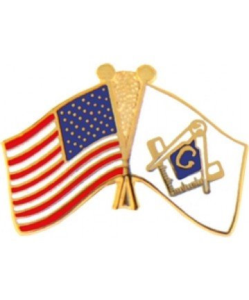 United States & Masonic Crossed Flags Pin