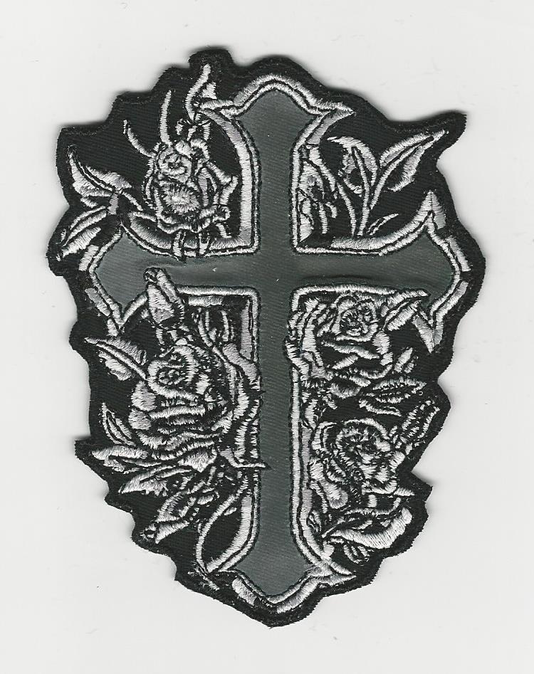 4' Rose Cross with Frosty Clear Reflective material inside the cross