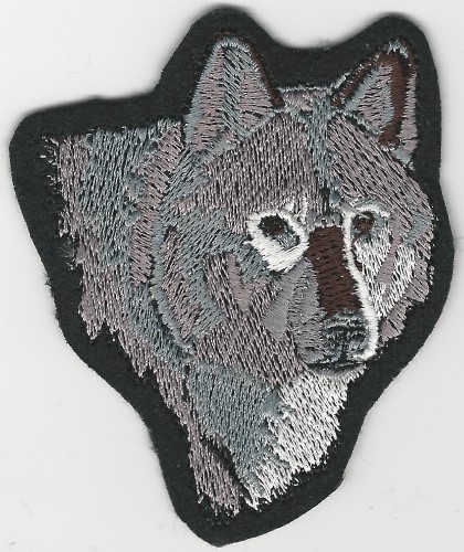 Grey & Brown Wolf Head patch, 3"