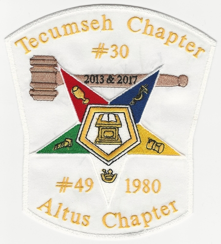 Order of the Eastern Star Past Matron Patch with Order name & number