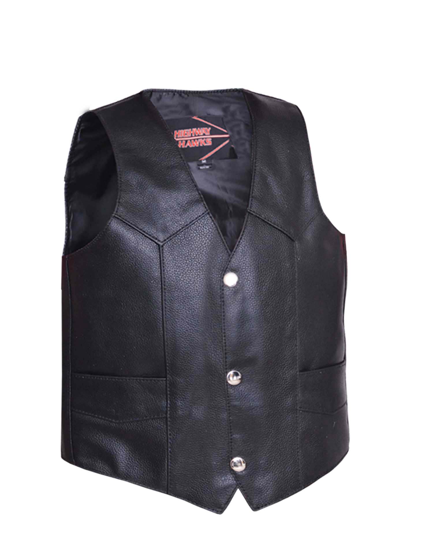 Kids Black Leather Vest (Size: X-Small)