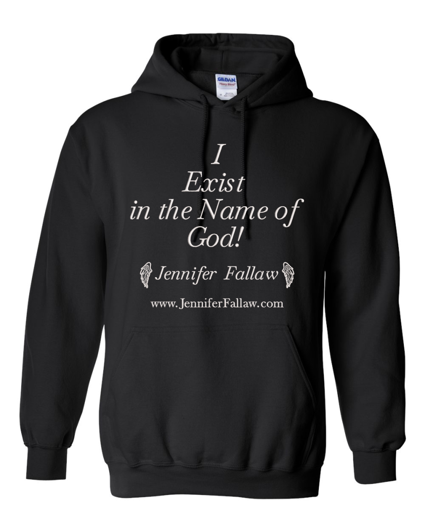 I Exist in the Name of God - Hoodie 8 oz (Hoodie 8 oz: X-Small, Embroidery or Printed: Embroidery, Hoodie 8 oz Colors: Black)