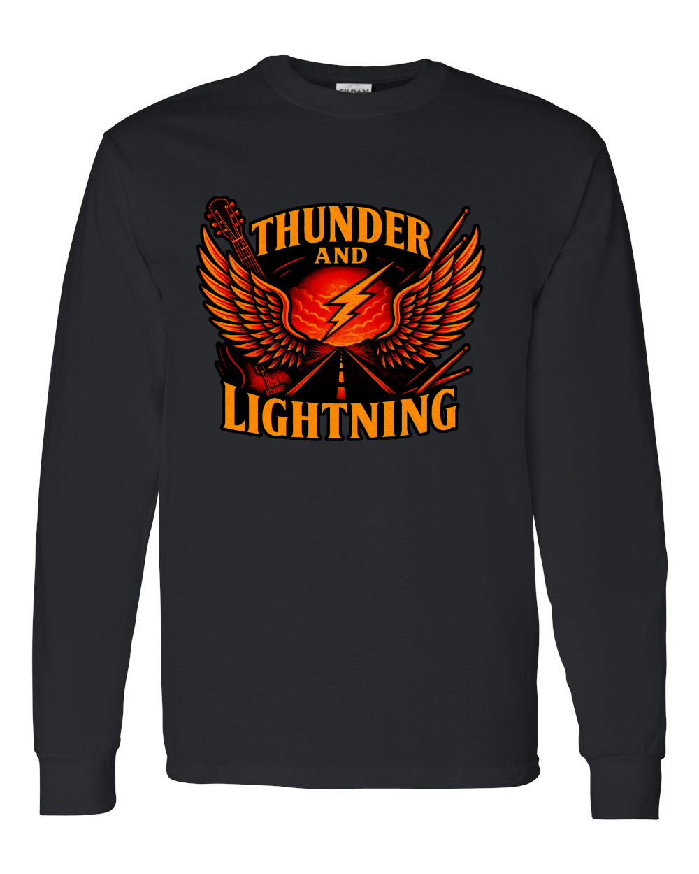 Thunder and Lightning Long Sleeve T-Shirt (Long Sleeve T-Shirt 5.3 oz: Small, Long Sleeve T-Shirt 5.3 oz Colors: Black)