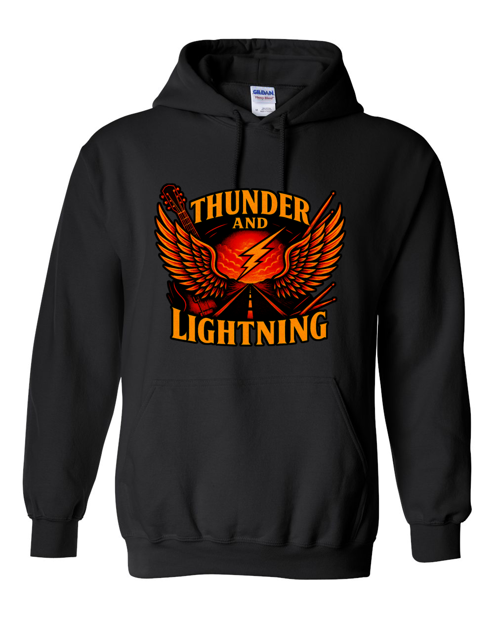 Thunder and Lightning Hoodie (Hoodie 8 oz: X-Small, Hoodie 8 oz Colors: Black)