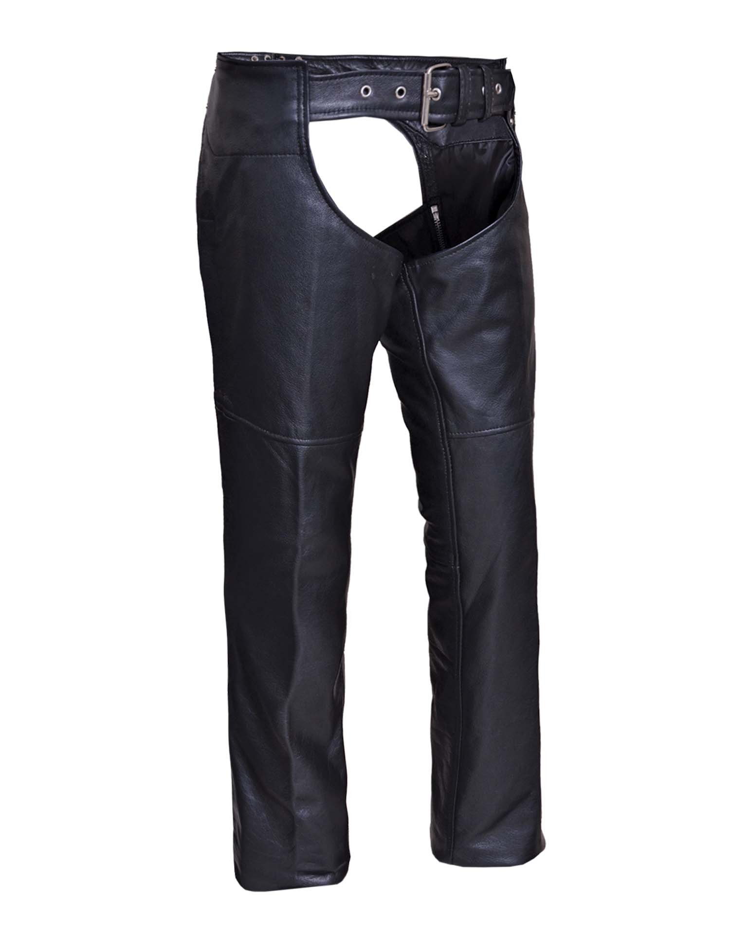 Ladies Low-Rise Premium Black Leather Chaps (Size: 2X-Small)