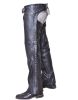 Ladies Low-Rise Premium Black Leather Chaps w/Studs