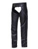 Ladies Premium Black Leather Chaps w/Purple Piping