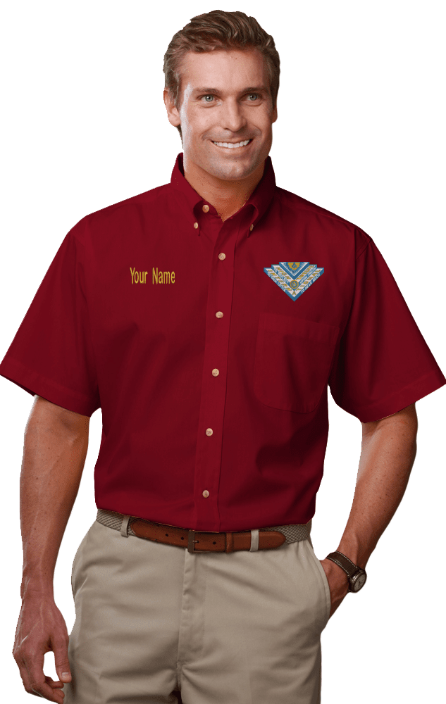 High Twelve Short Sleeve Twill Shirt (Size: X-Small, Color: Burgundy)