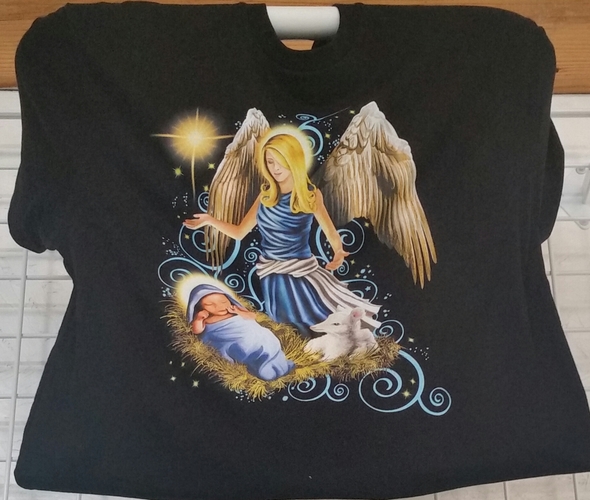 Baby Jesus In the Manger with Angel December 2016 Promotional T-Shirt (Size: Large)