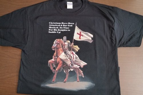 Christians Saddle Up Shirt With Templar Knight (Size: Large)