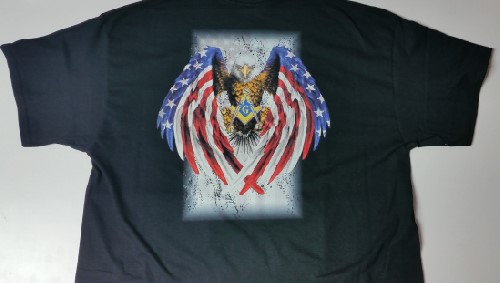 Masonic Eagle & White Flag T-Shirt w/ Square & Compass (Size: Large)