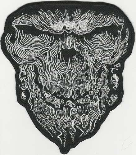 Detailed Lined Skull Face patch, Black & White (Patch Size: 5" W x 6" H)